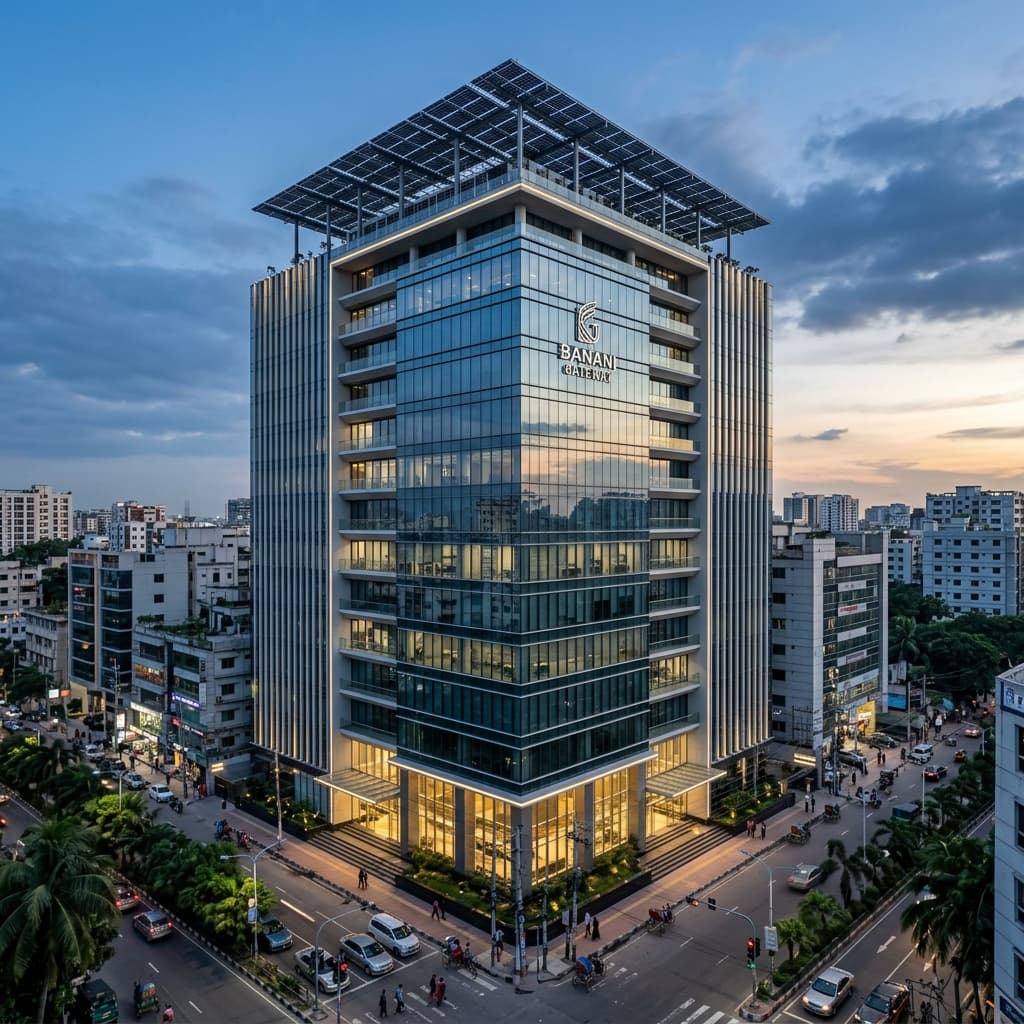 Rooftop solar panel installation of 60 kWp Commercial Corporate Headquarters located at Banani Commercial Area, Dhaka