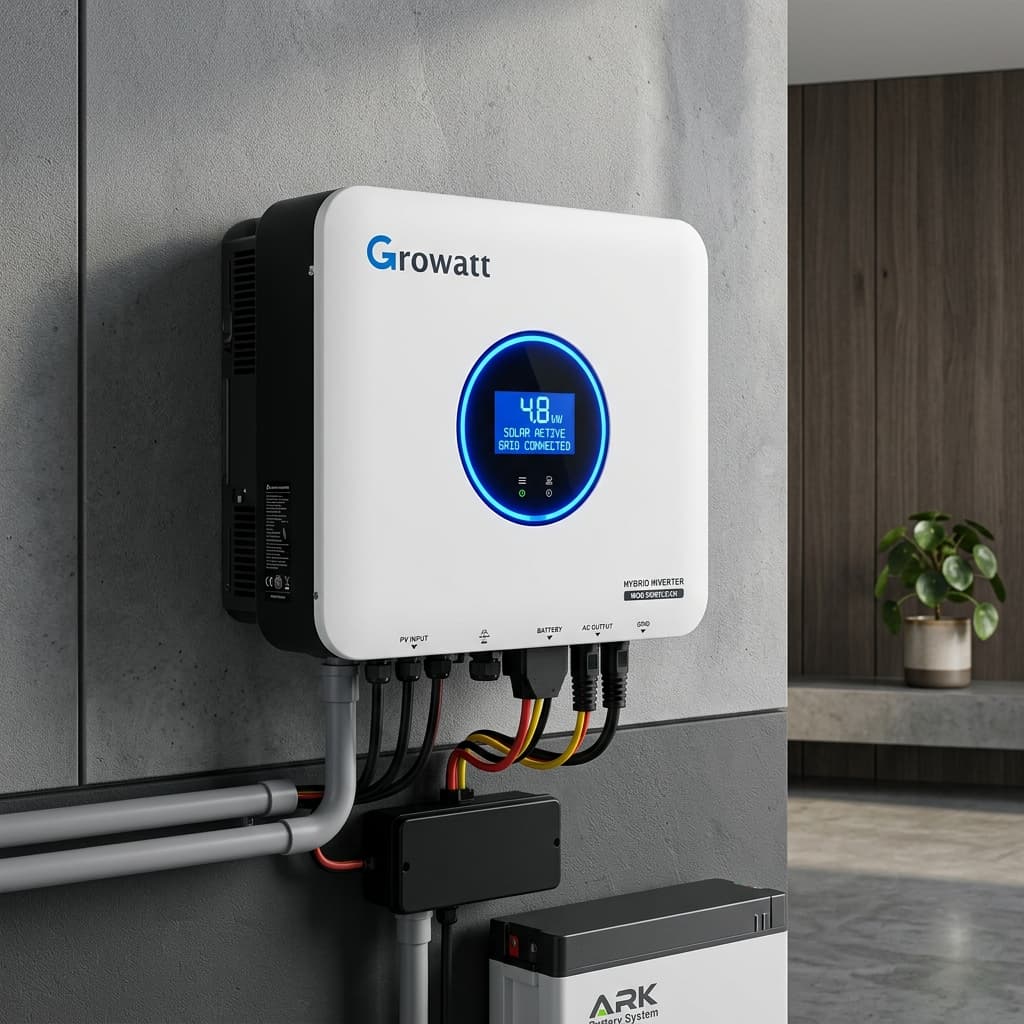 Close-up of Growatt 5kW Hybrid Inverter (Growatt - Model: SPF 5000 ES)