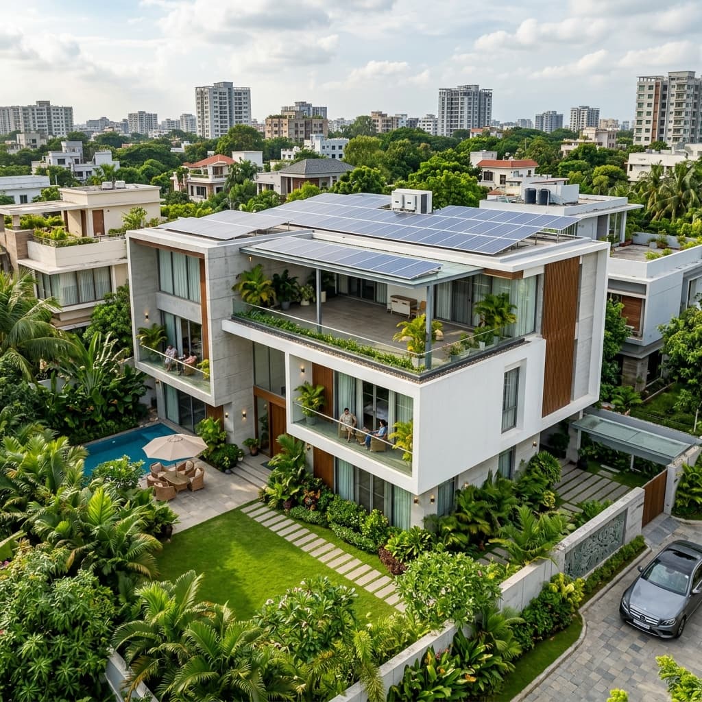Rooftop solar panel installation of 15 kWp Smart Hybrid Luxury Home Solar located at Gulshan 2, Dhaka, Bangladesh