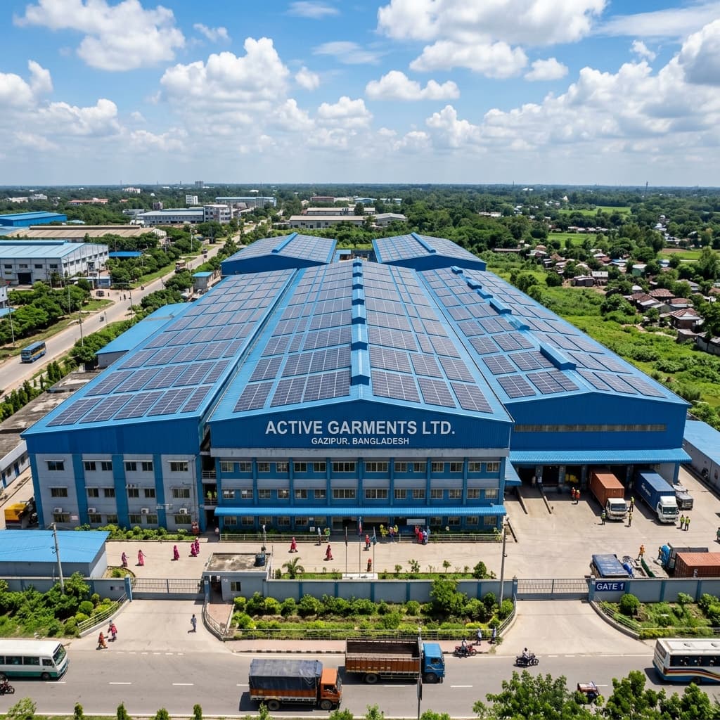 Rooftop solar panel installation of 850 kWp Industrial Net-Metered Rooftop located at Gazipur Industrial Zone, Bangladesh