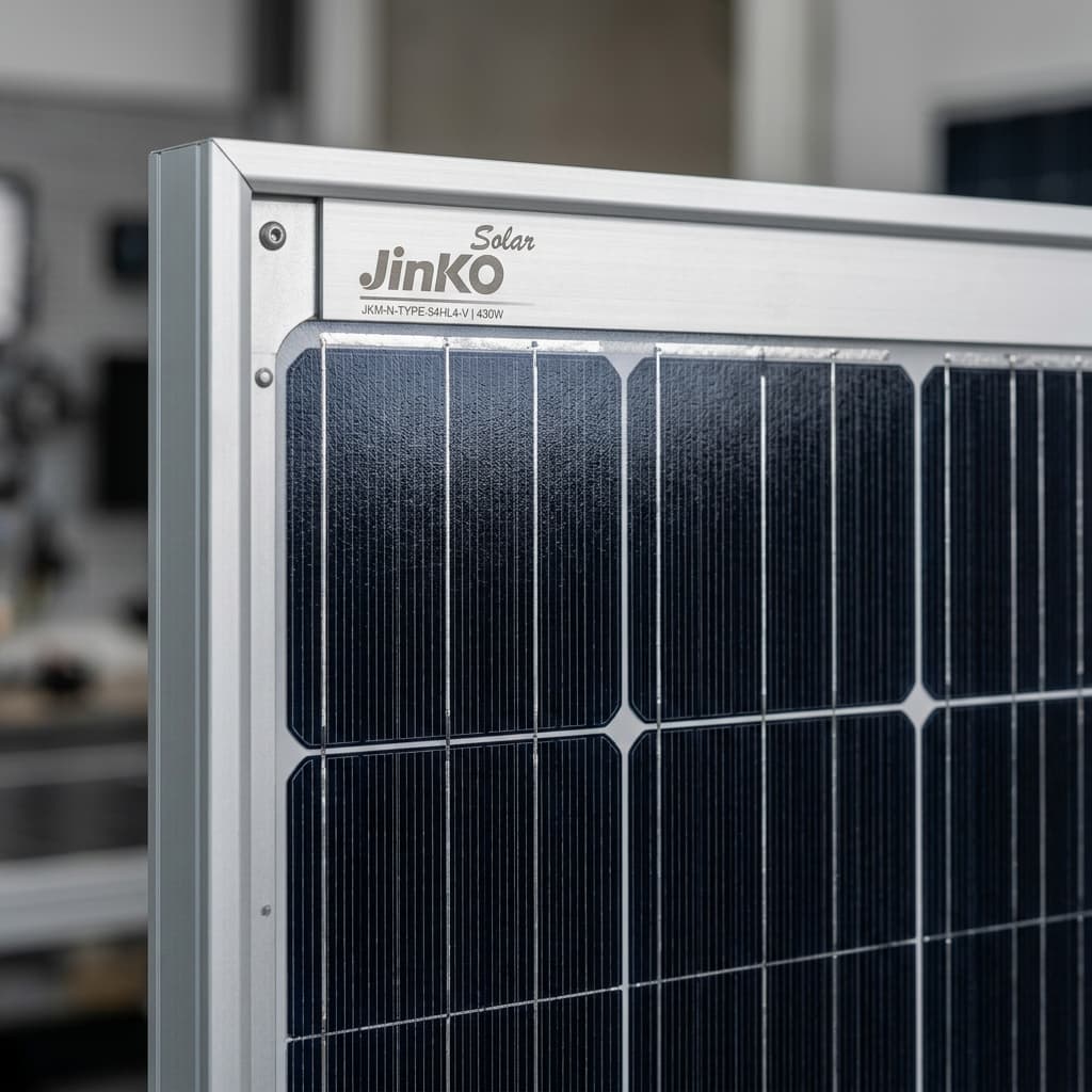 Close-up of Jinko Tiger Neo N-Type 575W (JinkoSolar - Model: JKM575N-72HL4-V)